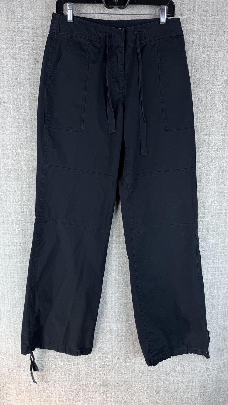 DKNYC Pants Womens M Black Cargo Twill Stretch Drawstring Pockets Casual